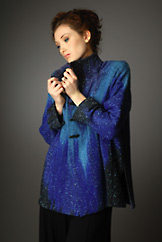 Handwoven silk ikat Barcelona Jacket by Candiss Cole - Ocean Mist